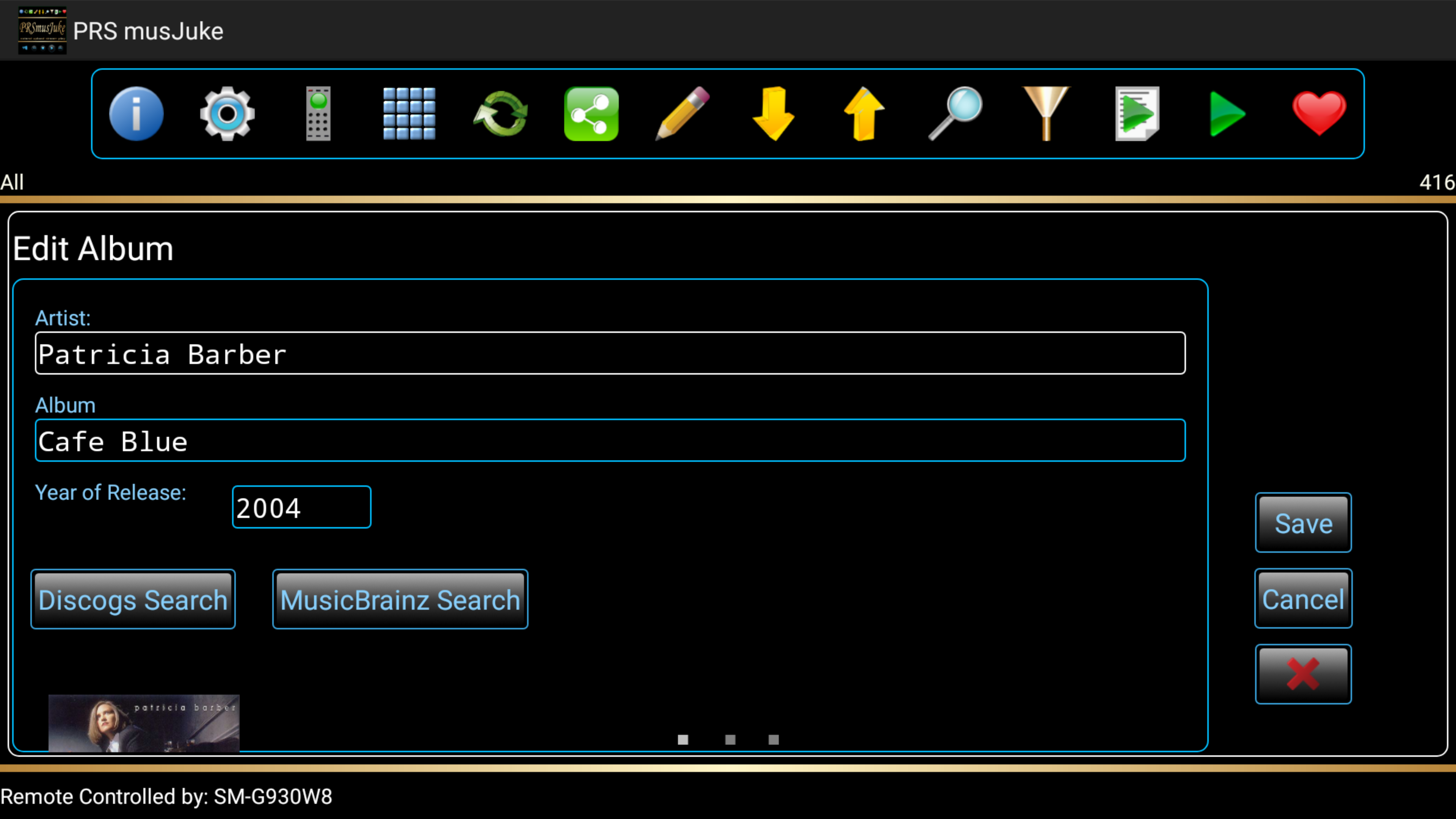 Edit Album or lookup Album on MusicBrainz or Discogs.  Browse your network for new Album Art