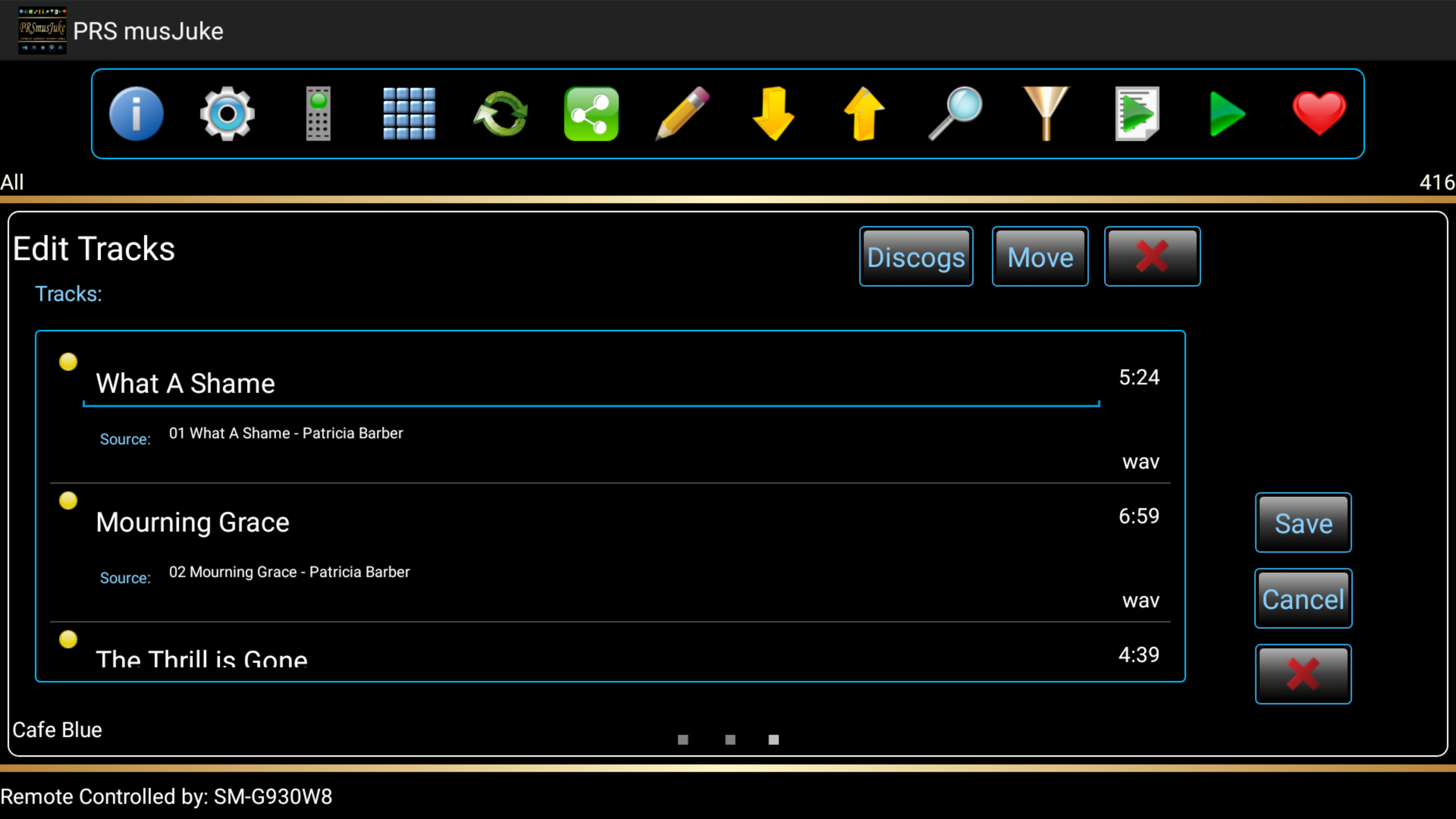 Edit Tracks, move Track to a different Album or a new Album found on Discogs