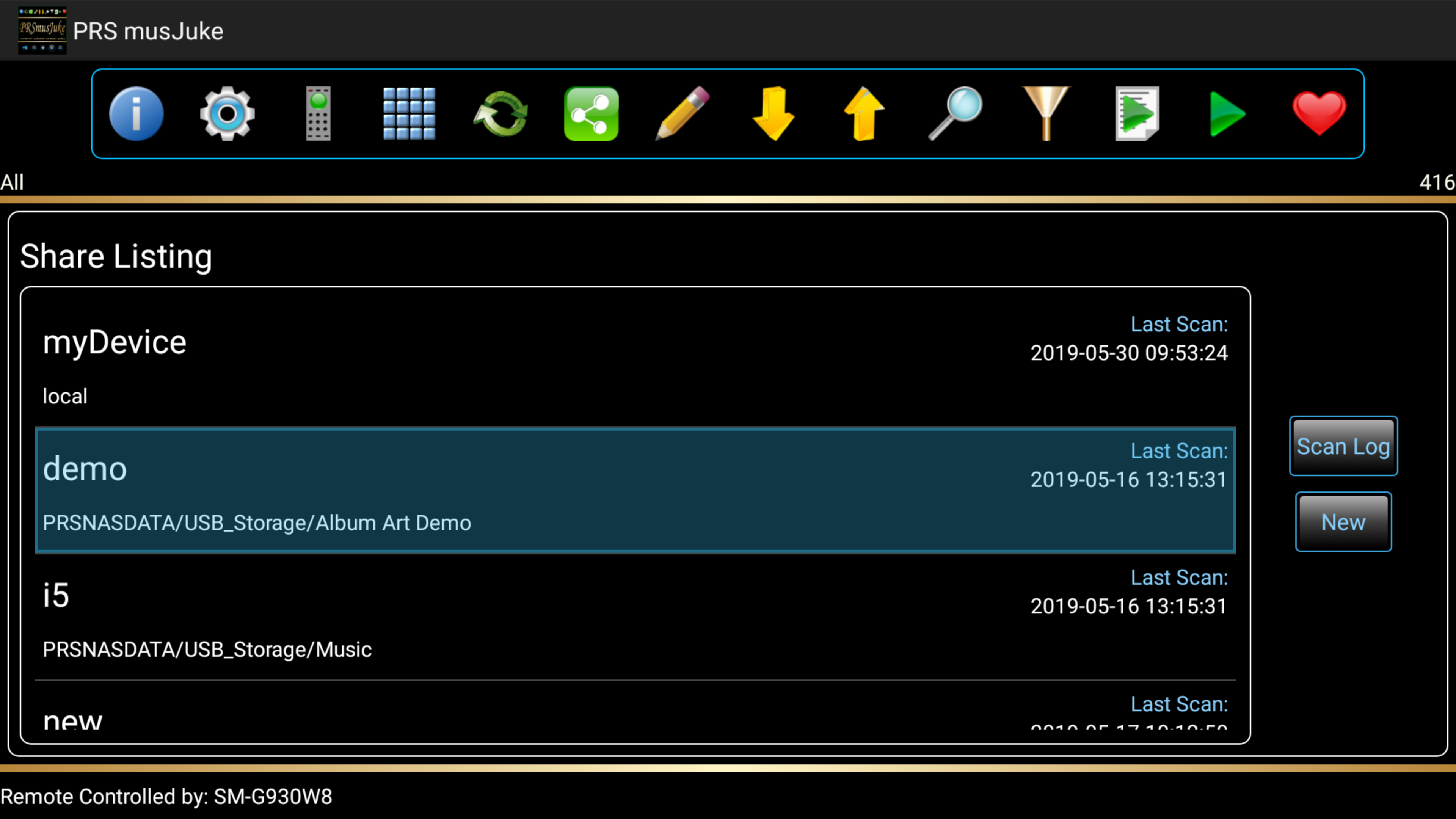 Set up new Shares or select Shares to change or scan