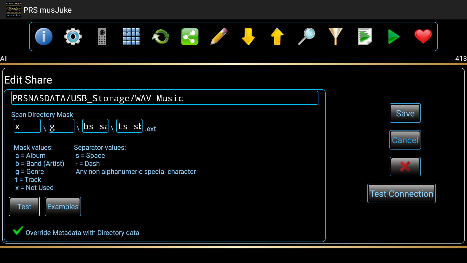 Create a mask to parse data from your directories