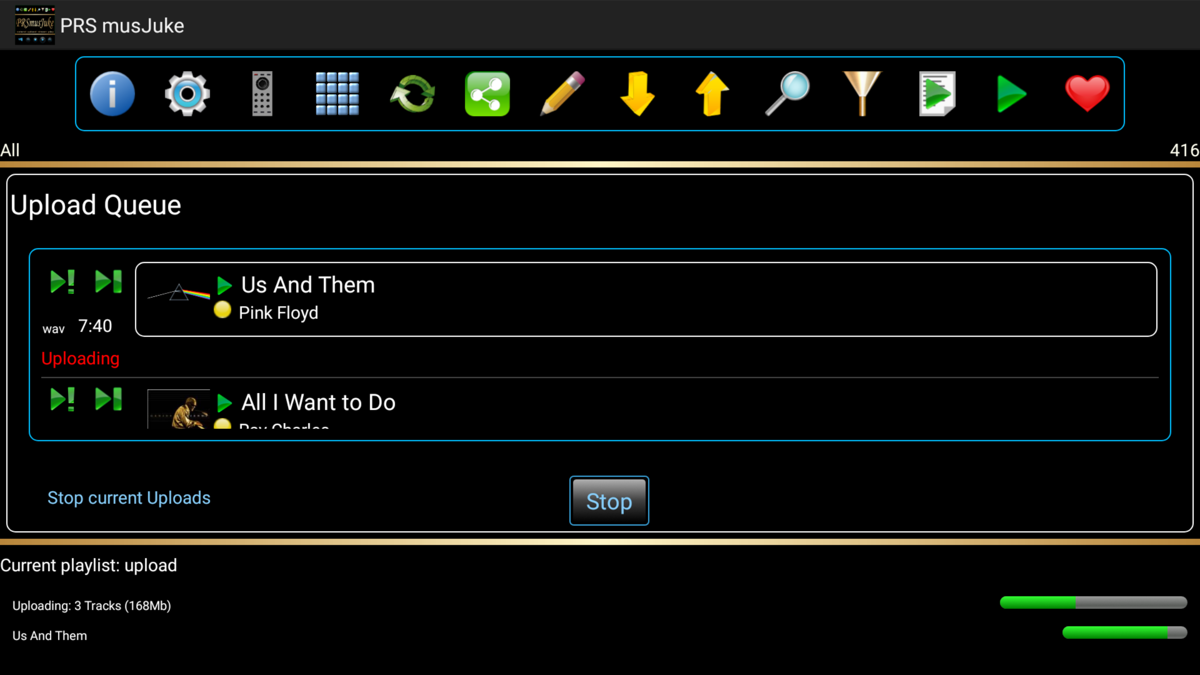 Drop albums, tracks, playlists to uploadto your phone